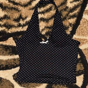 Black Polka Dot Halter Top